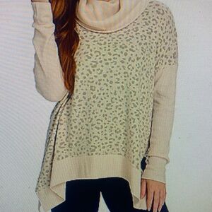 New Cowl neck sharkbite semi fitted ribbed long sleeve